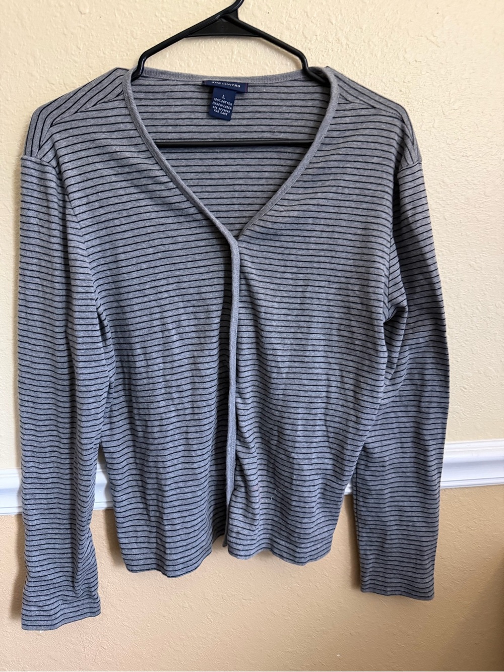 The Limited Striped Lightweight V-Neck Cardigan